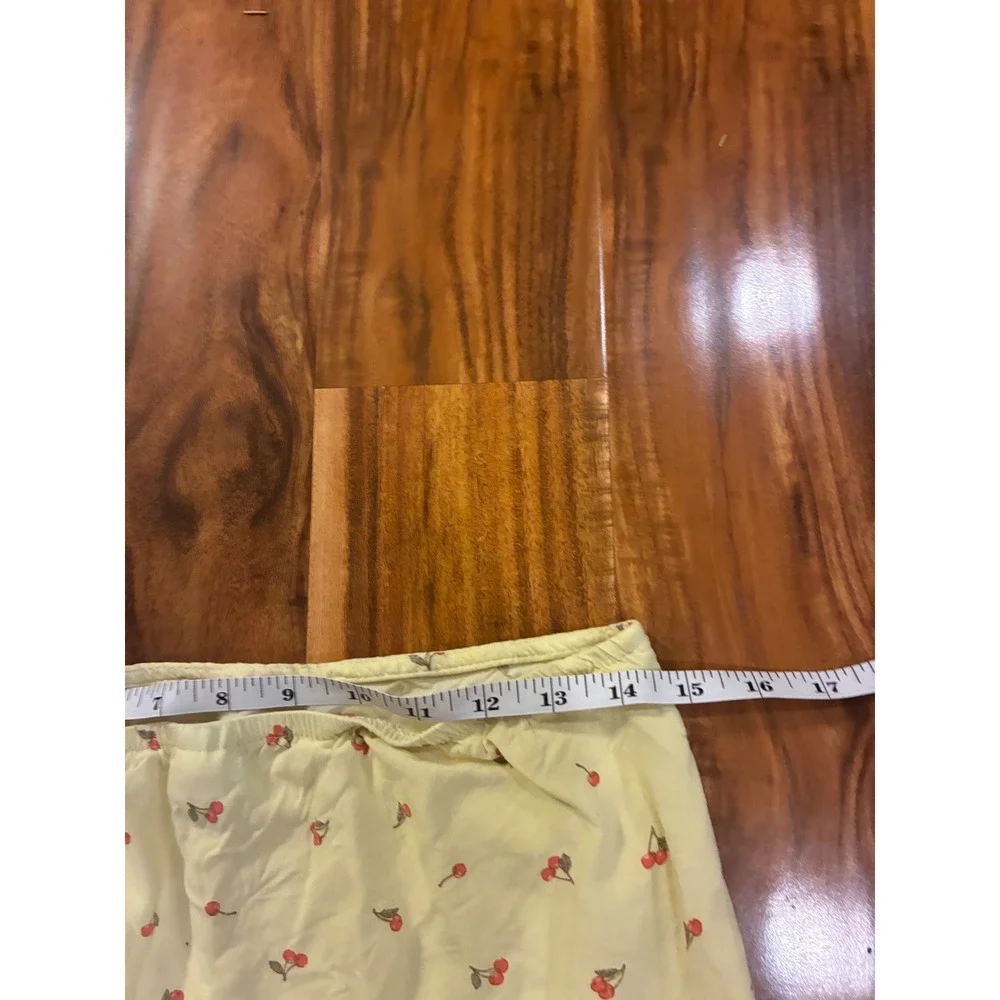 Art Class Girls XXL 18 Yellow Cherry Print Mini Wrap Skirt Side Tie Elastic Back - Picture 4 of 6